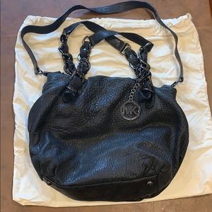 Black Marble Leather Michael Kors Shoulder Bag